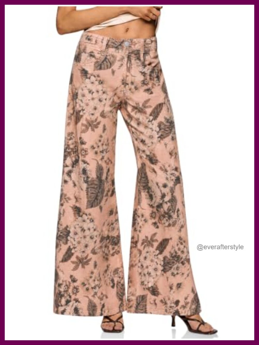 High Waisted Flared Boho Wide Leg Jeans Cotton Blend